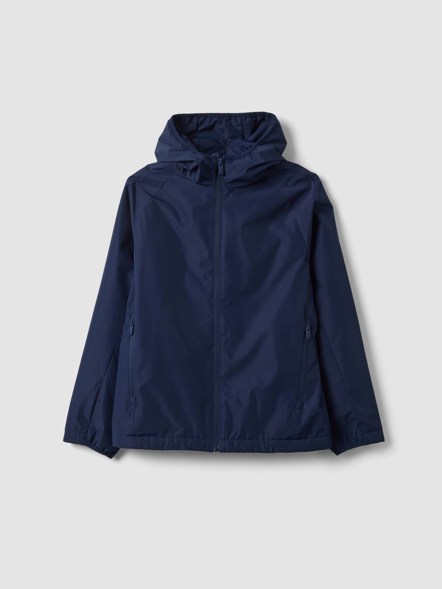 Blue boys&rsquo; rain jacket with hood and zip_0