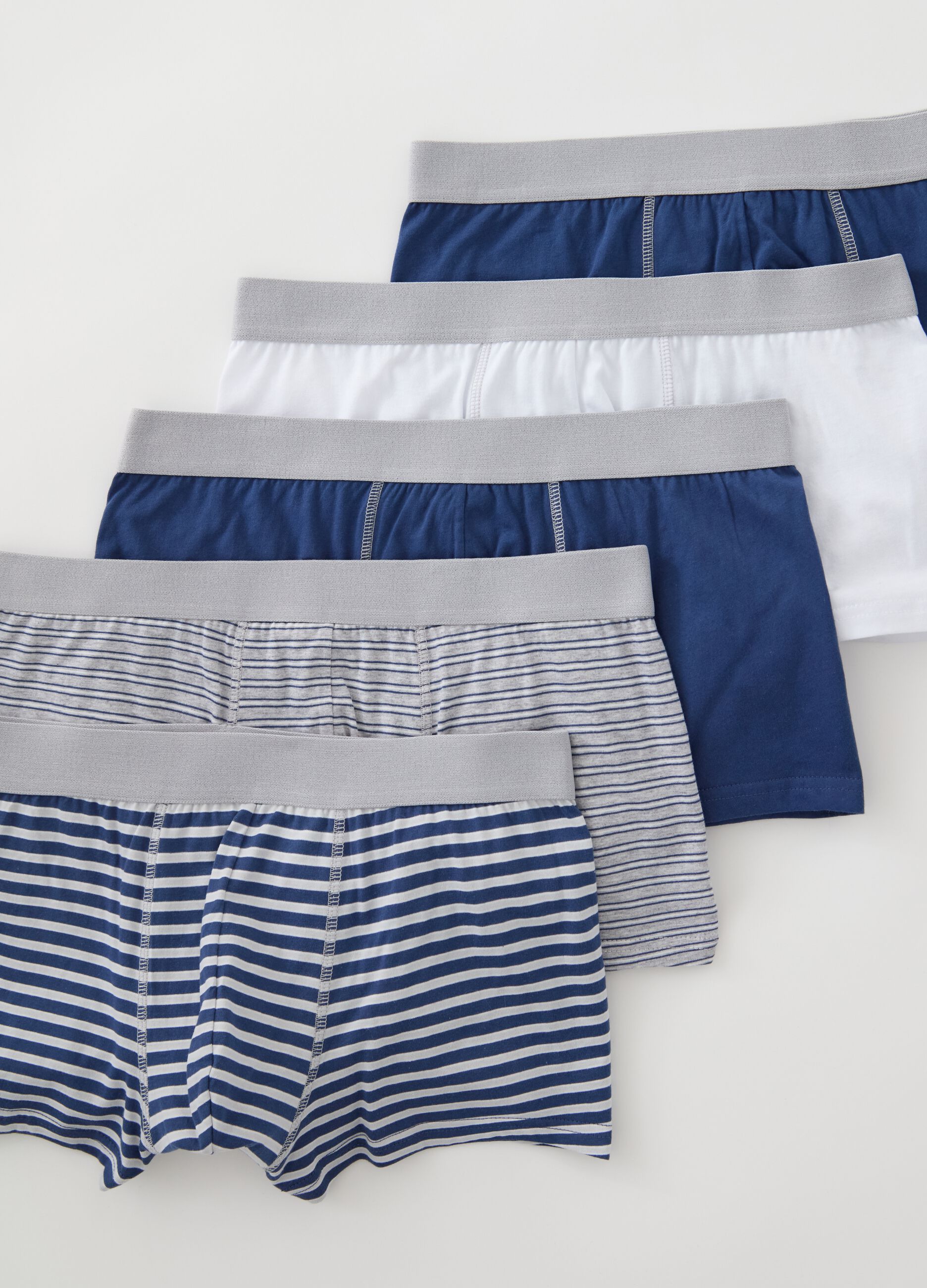 Five-pack stretch organic cotton boxer shorts with pattern