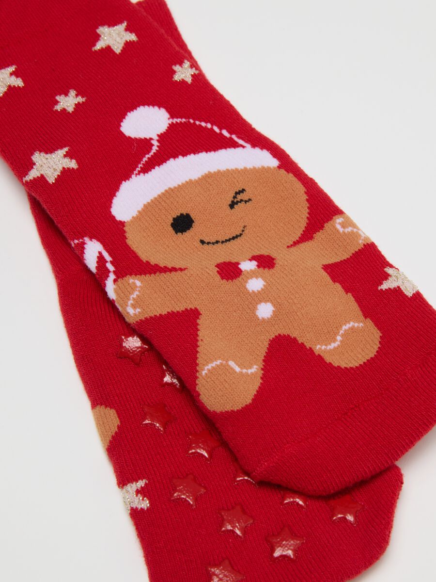 Meias de Natal vermelhas para menina em mistura de algod&atilde;o regular fit_0