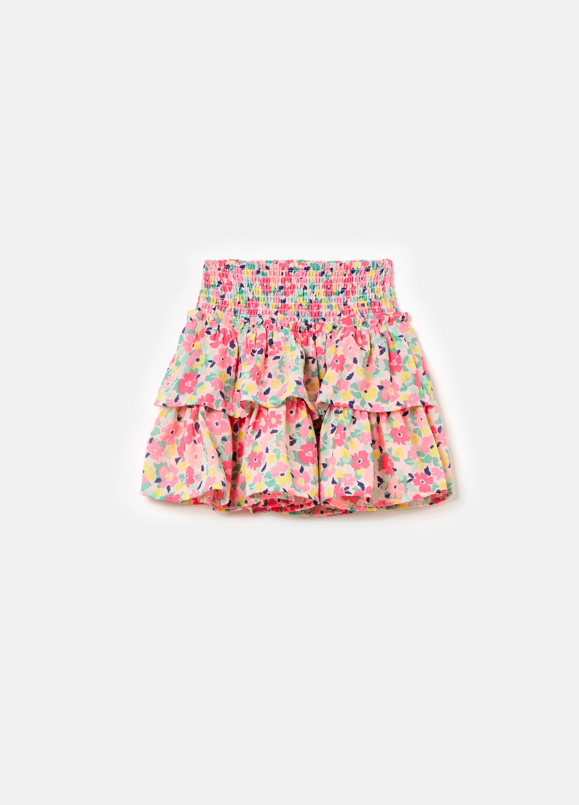 Falda de volantes con estampado floral