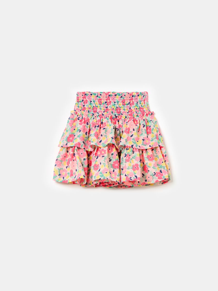 Tiered skirt with floral pattern_0