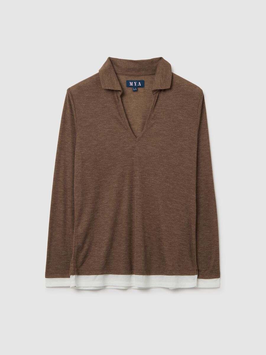 Brown regular fit V-neck sweater_4