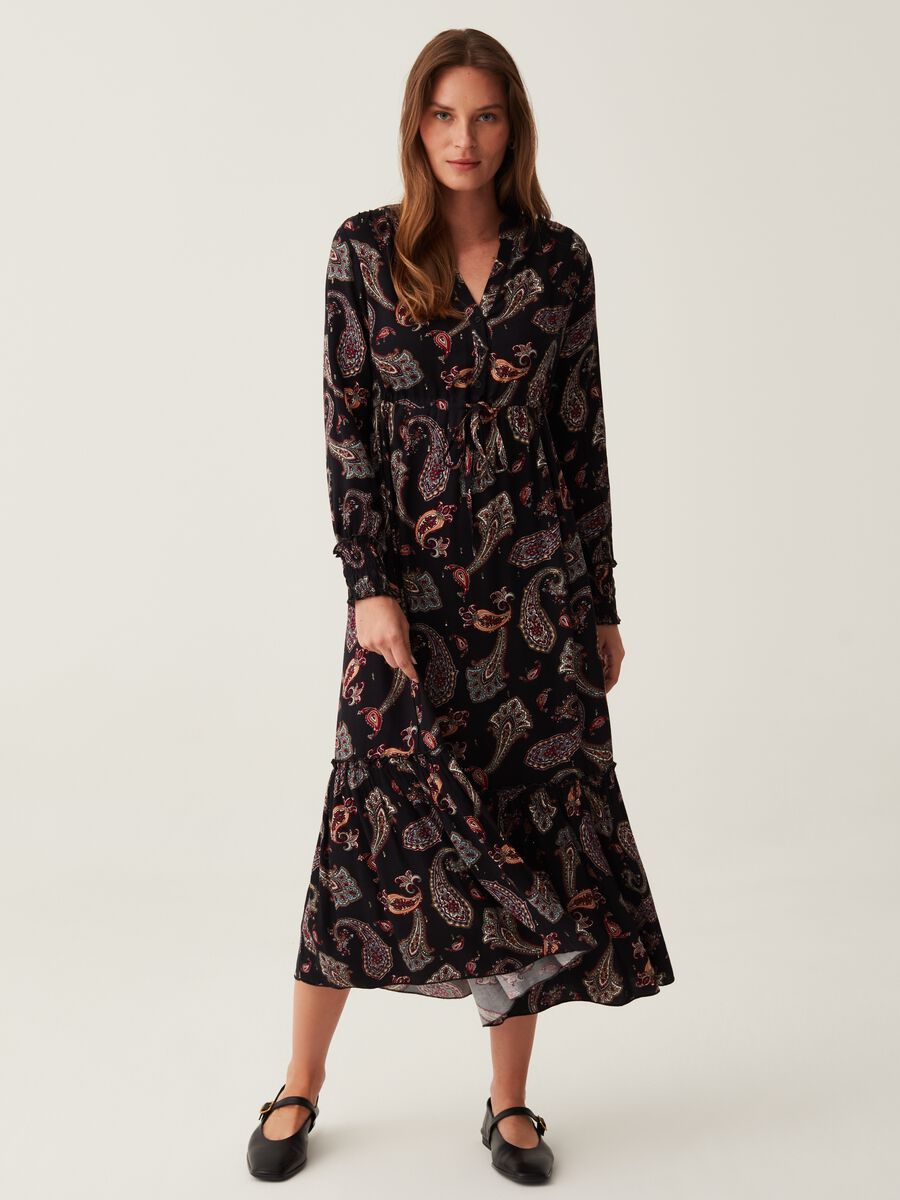 Long maternity dress in paisley-print flannel_1