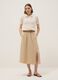 Beige long skirt, regular fit with elasticated waist and slit_0