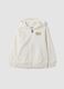 White pure cotton hooded sweatshirt with logo for boys, regular fit_0