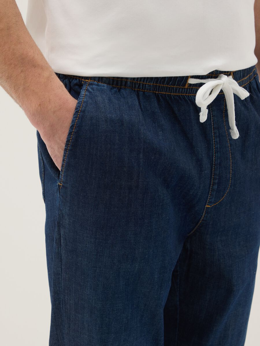 Blue Regular Fit Stretch Denim Cotton Jeans_3