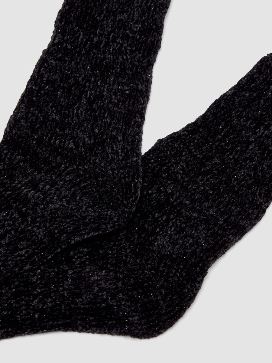 Black stretch boucl&eacute;-effect socks_2