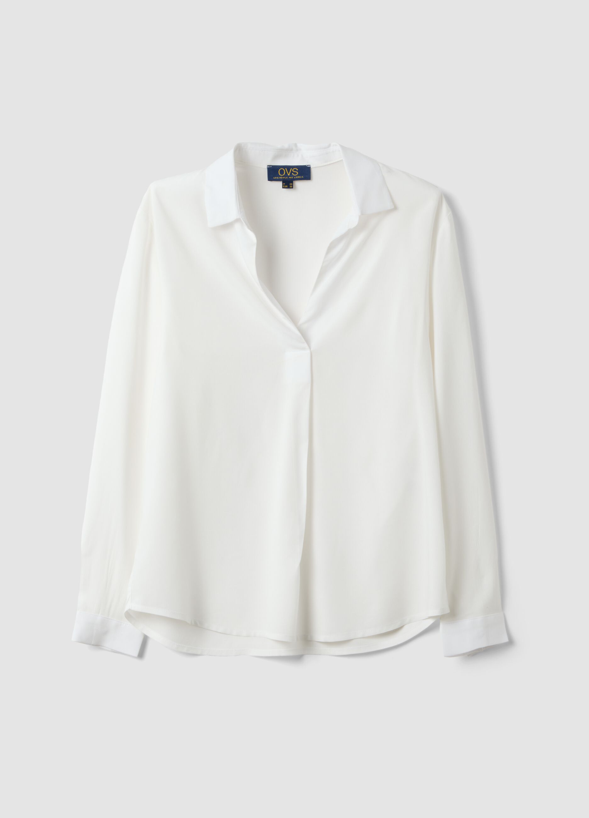 Camicia bianca in pura viscosa con colletto classico regular fit