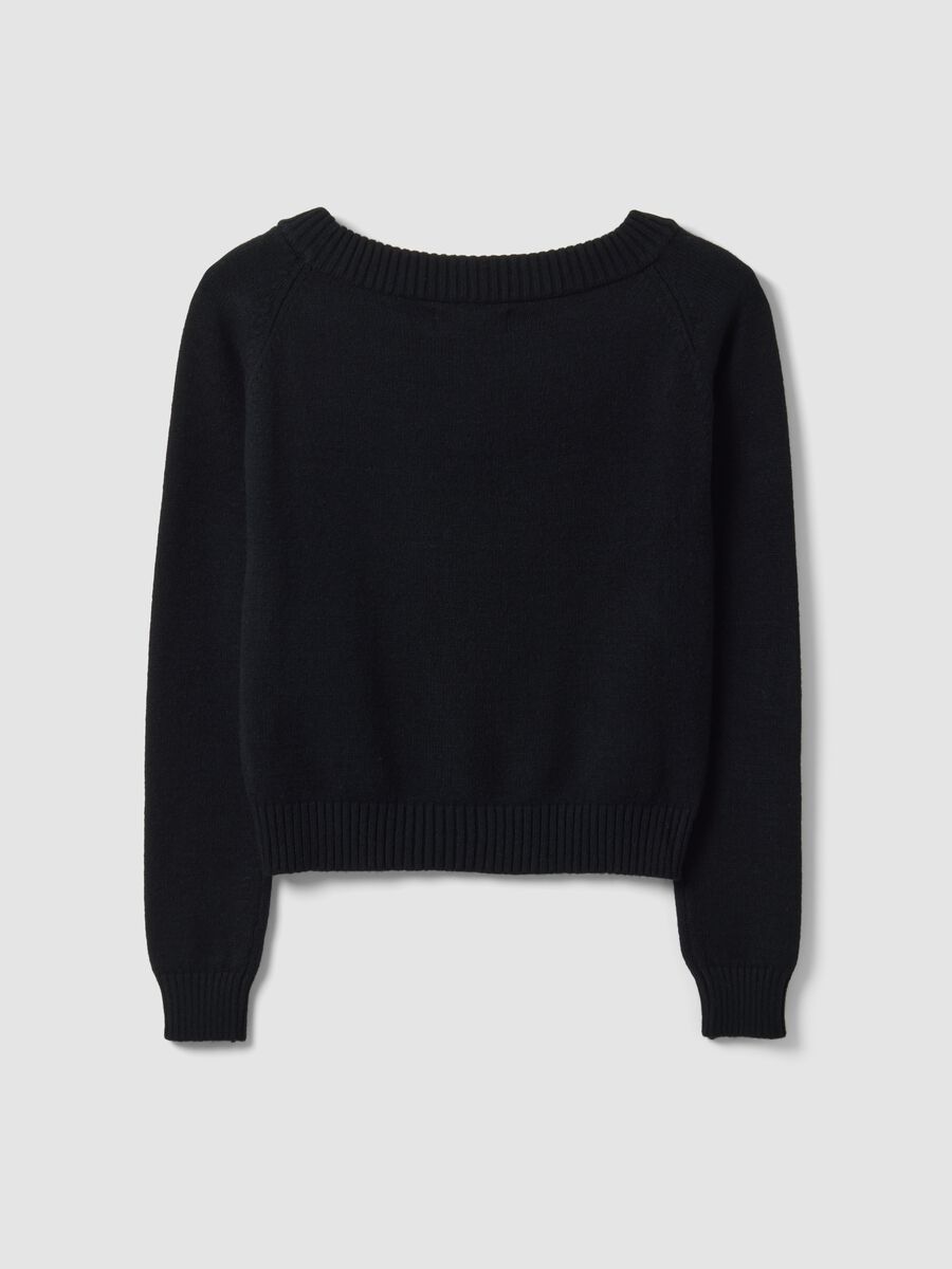 Black fitted viscose-blend top with boat neckline_6