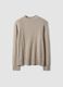 Beige viscose-blend ribbed high-neck jumper, regular fit_4