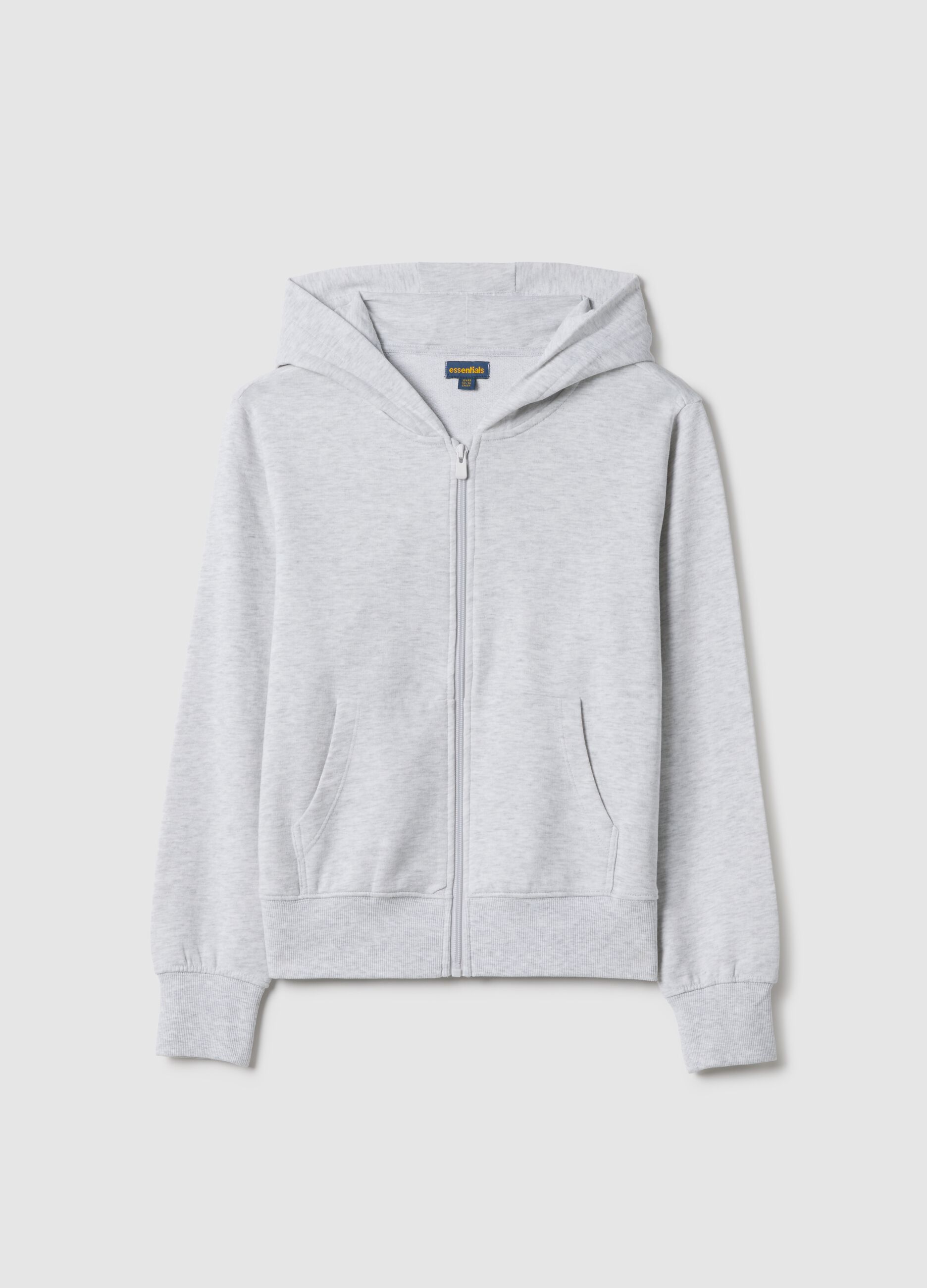 Grey pure cotton hoodie for girls, regular fit with zip