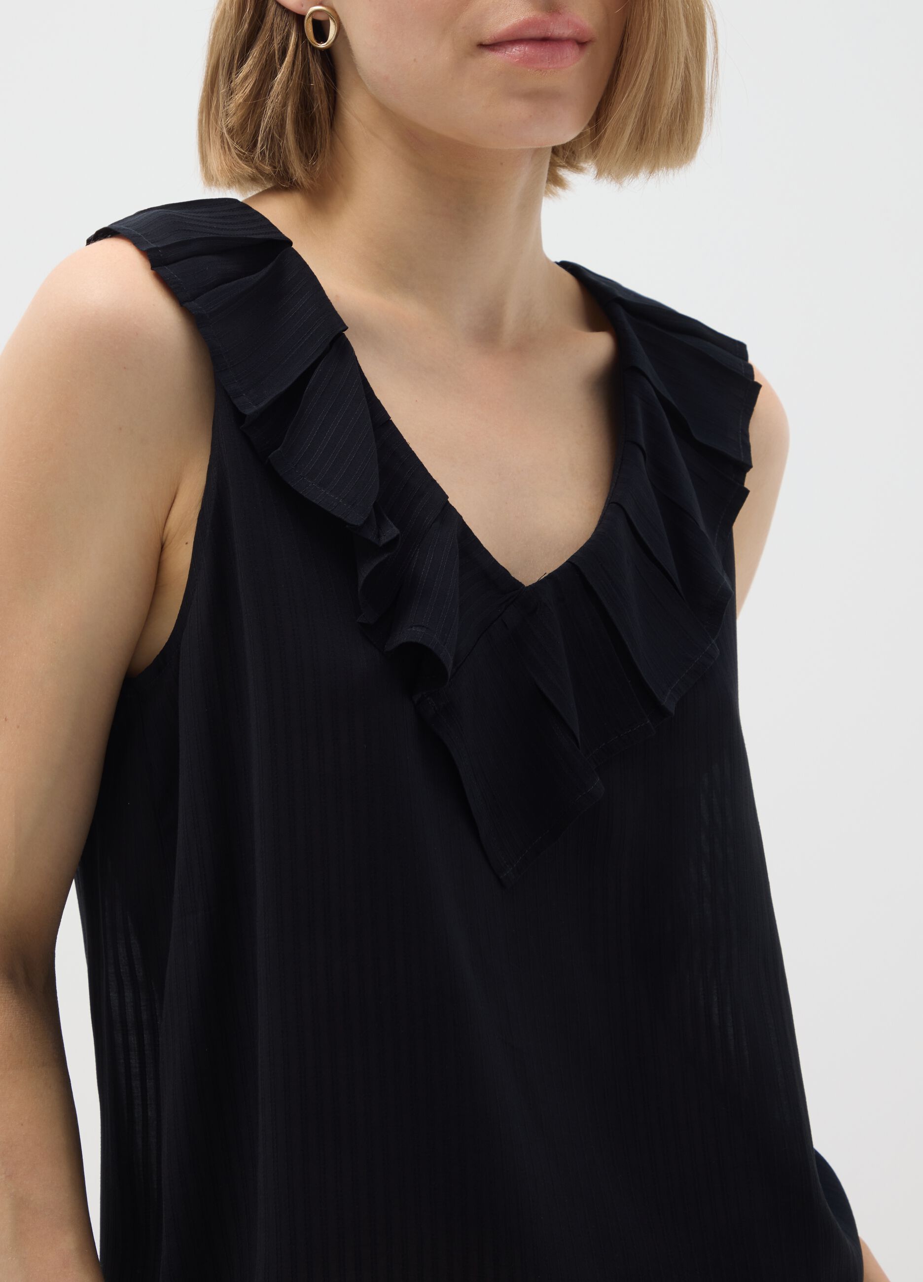 Schwarze Bluse in reiner Viskose oversize
