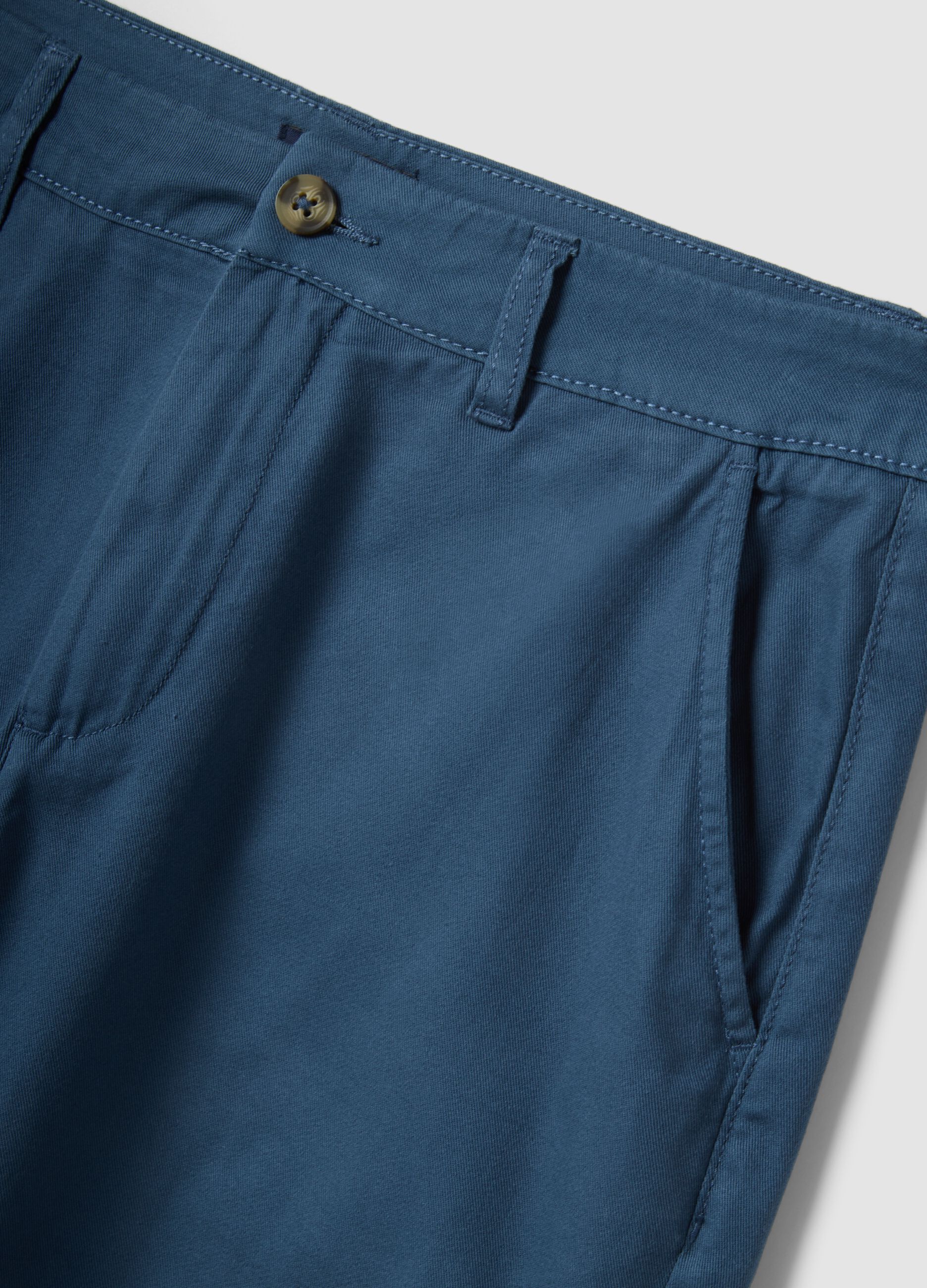 Blue regular-fit pure cotton chino Bermuda shorts