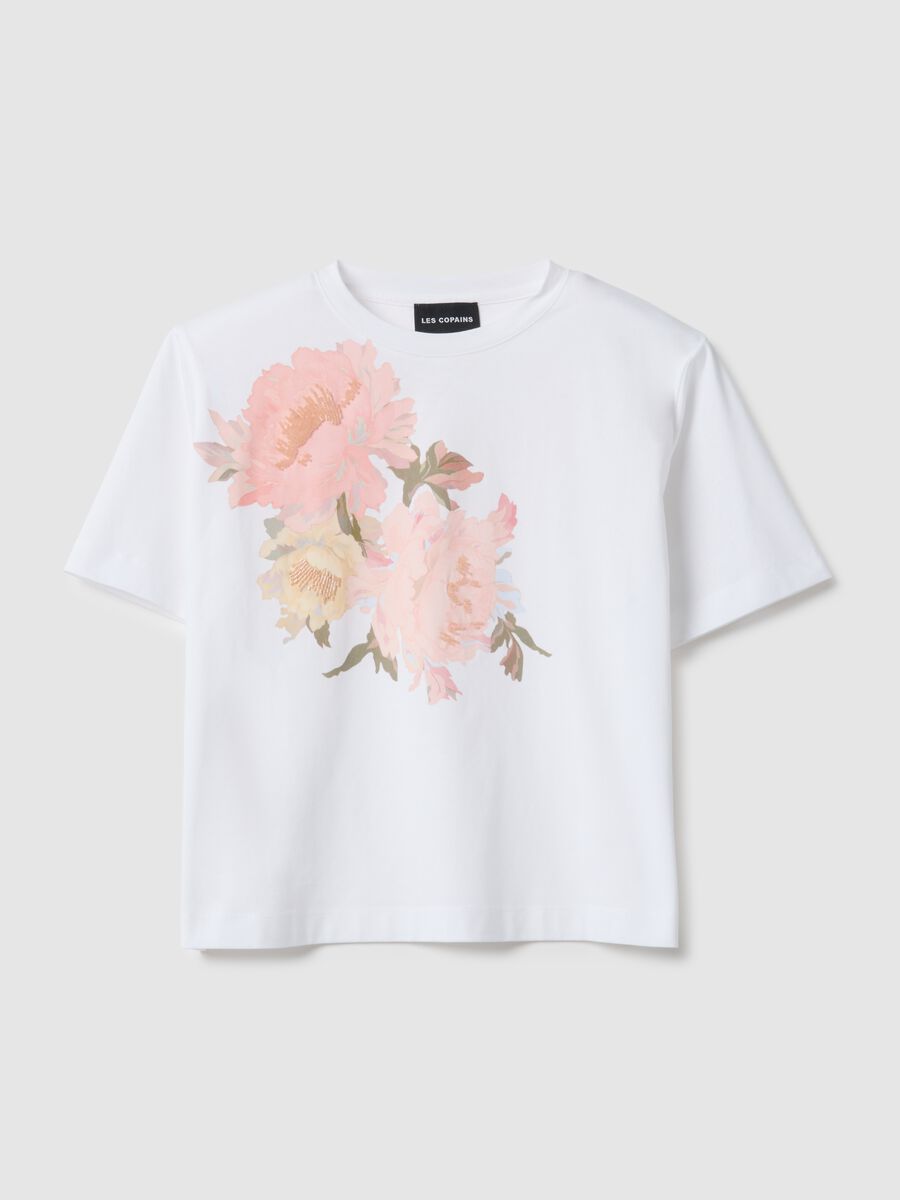 Multicolour pure cotton T-shirt with floral print in regular fit_4