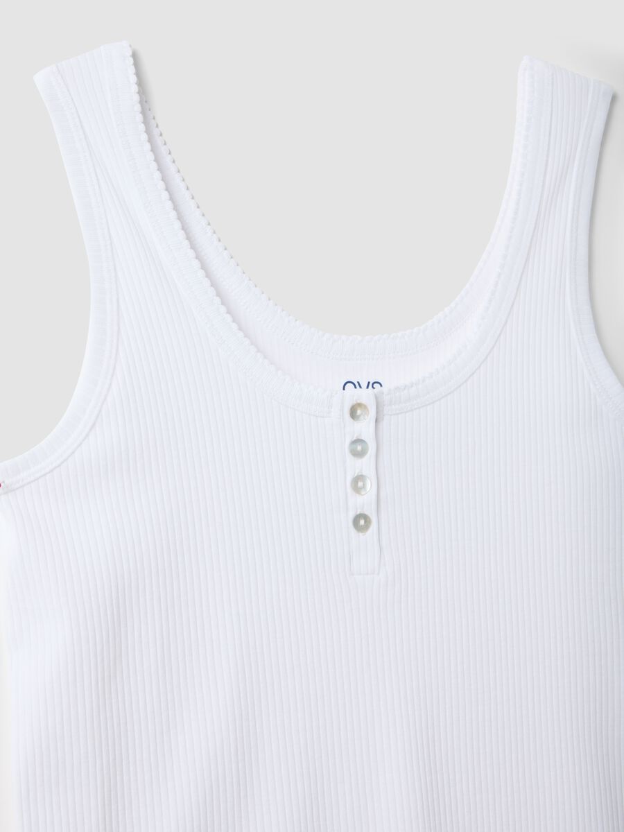 White pure cotton regular fit T-shirt with henley neck_5