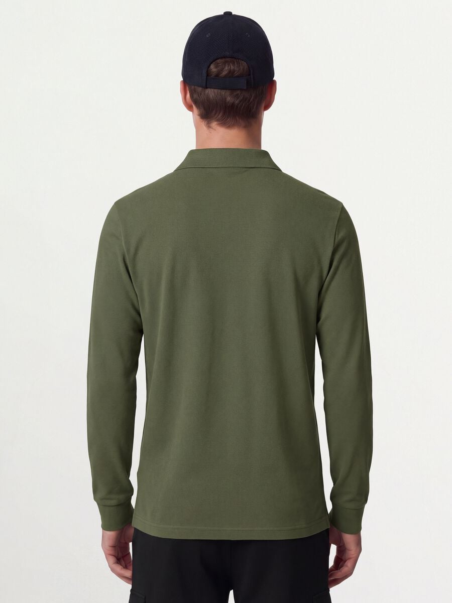 Green long-sleeve organic cotton piqu&eacute; polo shirt, regular fit_3