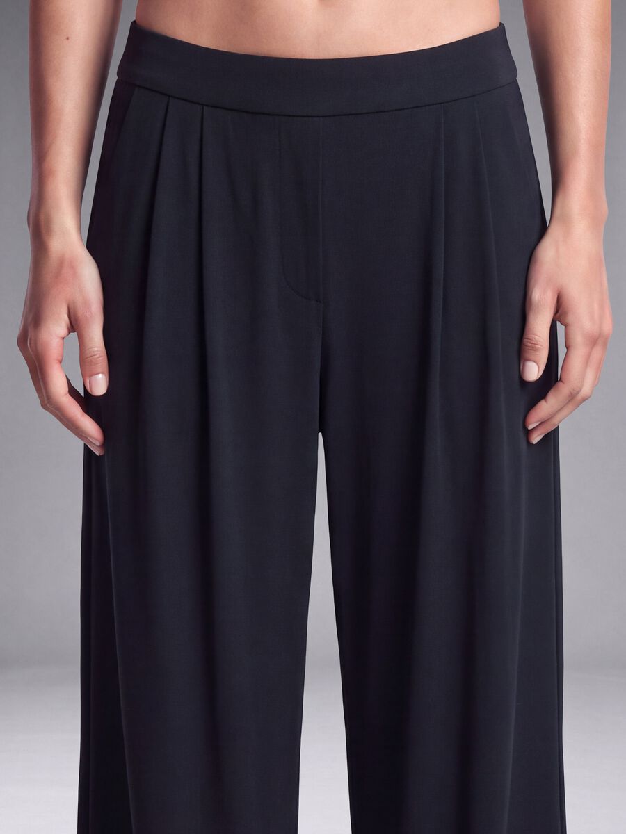 Blue stretch wide-leg trousers_3