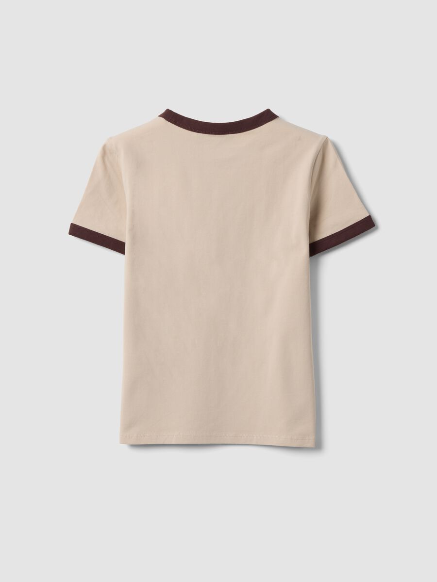 Pink cotton T-shirt with front graphic print and contrast trims_6