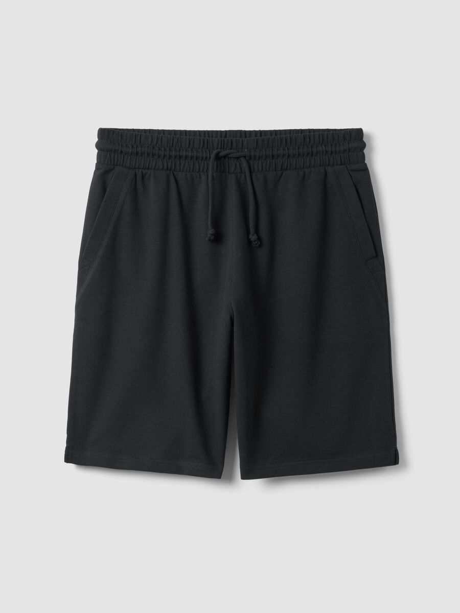 Black Regular Fit Cotton Blend Bermuda Shorts_4