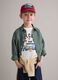 Red cotton baseball cap for kids with patch_0