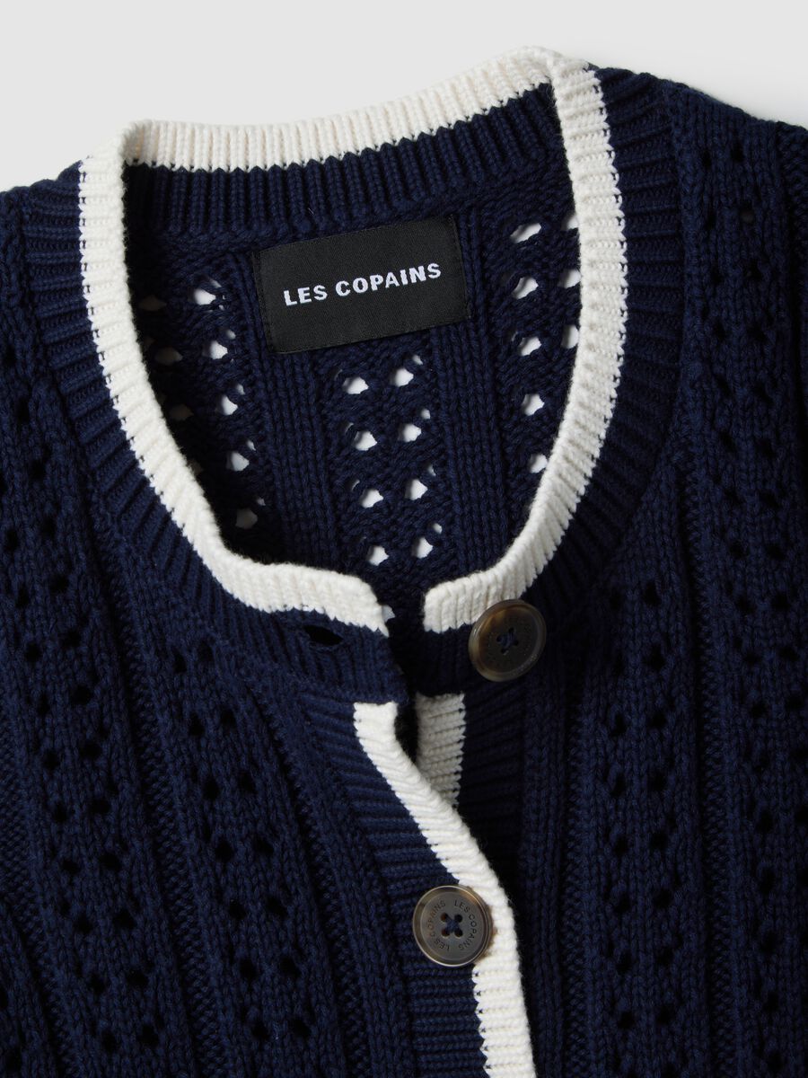 Regular Fit Weste aus reinem Baumwolle mit mehrfarbigem, gewebtem Design_5