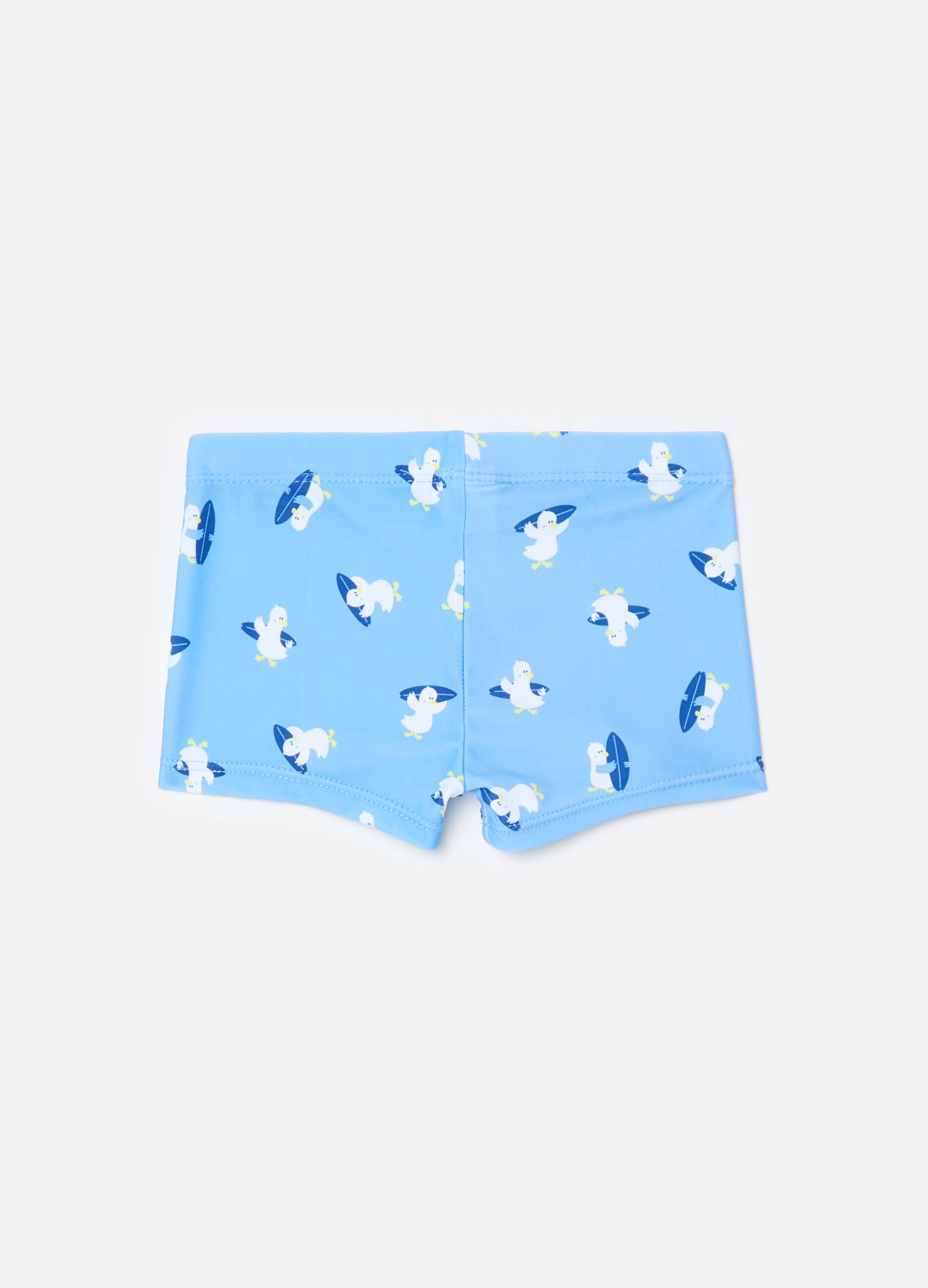 Swimming trunks with seagull print