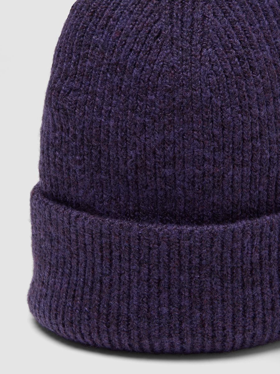 Lilac purple ribbed stretch-fabric beanie_2