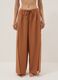 Brown wide-leg linen and viscose-blend trousers_2