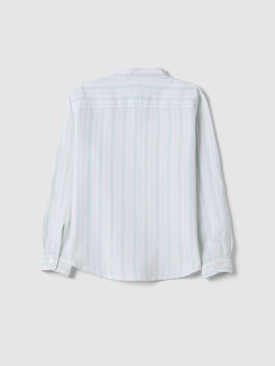 Children's regular fit multicoloured striped linen blend shirt_1