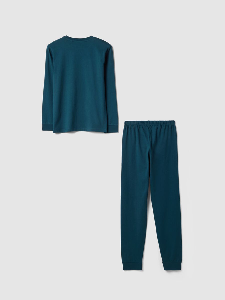 Pijama azul de menino em algod&atilde;o puro, corte regular com estampado_1