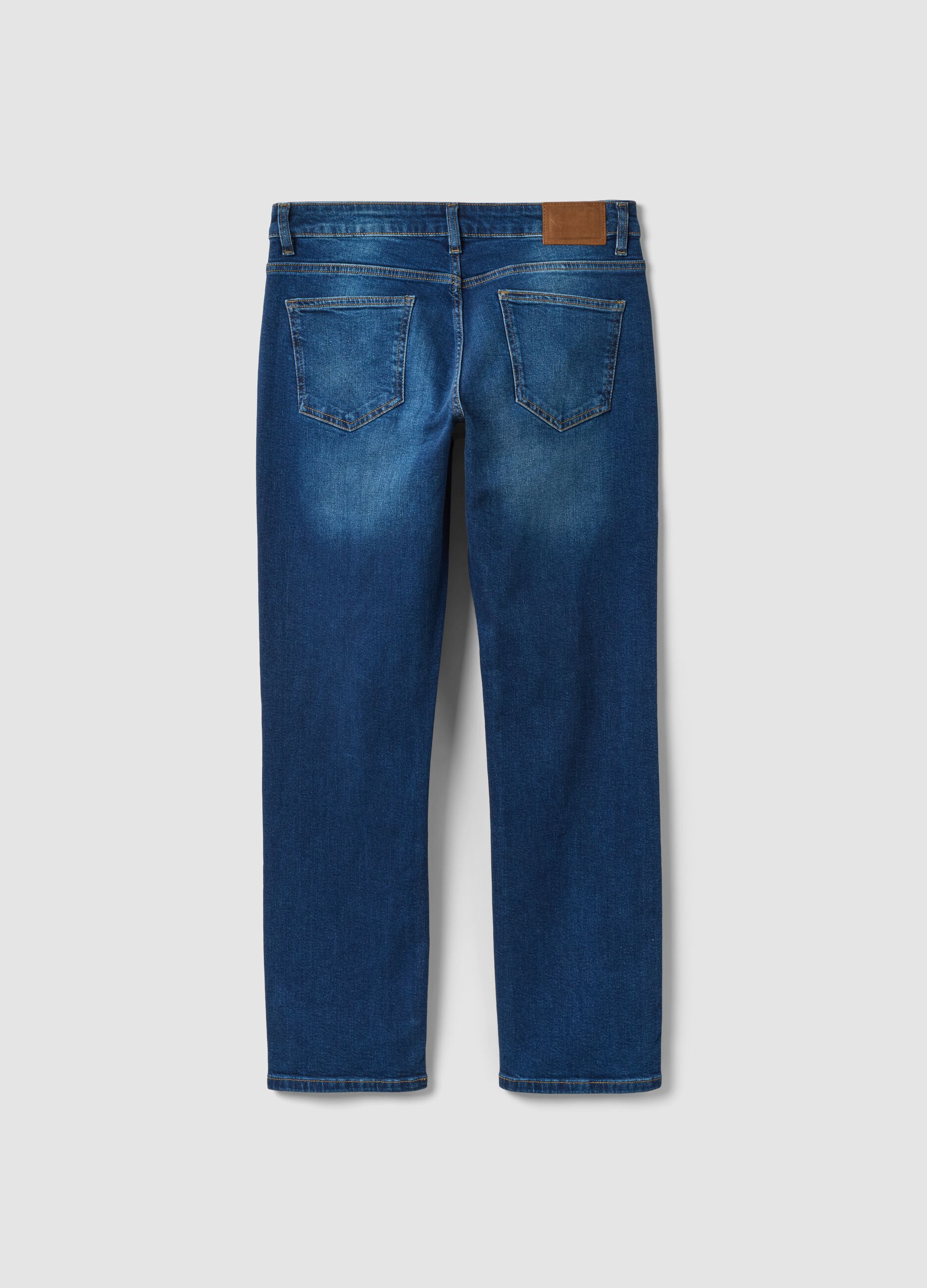 Blue stretch cotton comfort-fit jeans