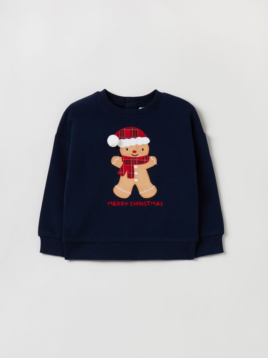 Cotton sweatshirt with Christmas patch_0