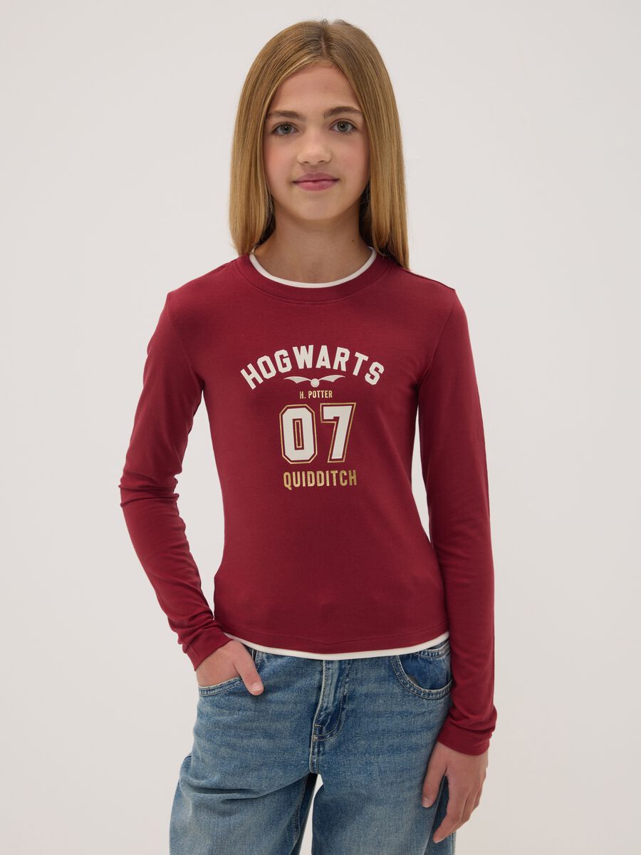 T-shirt vermelha em algod&atilde;o el&aacute;stico com tema Harry Potter_0