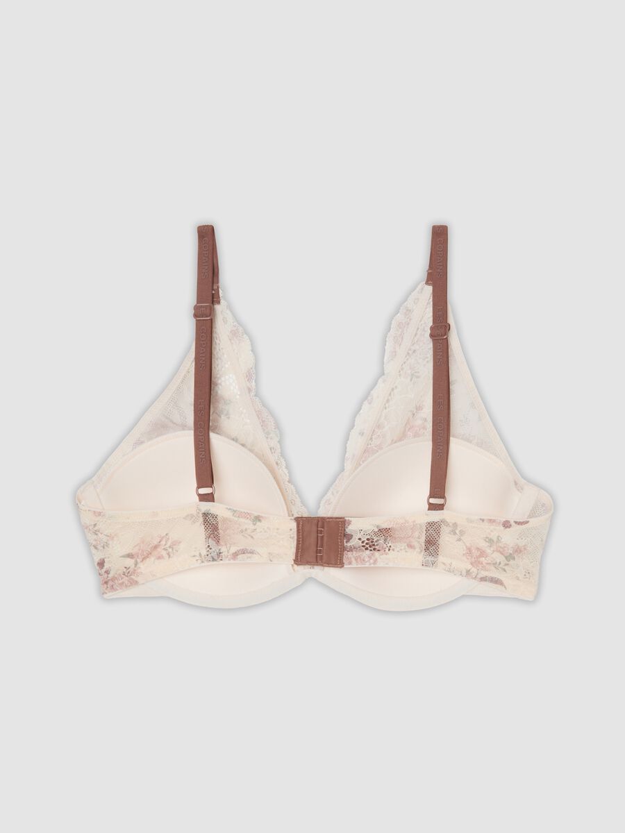 Reggiseno bralette beige imbottito in tessuto elasticizzato con pizzo floreale_2