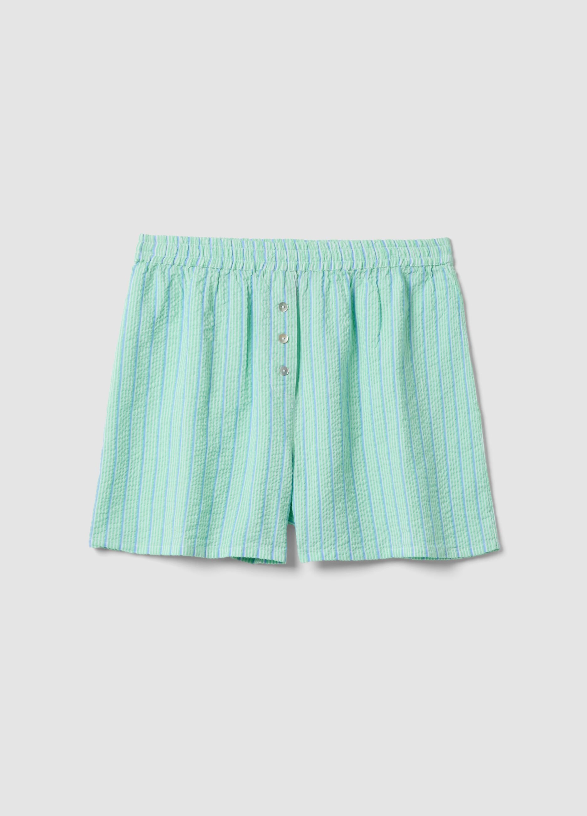 Green organic cotton regular-fit short pyjama shorts