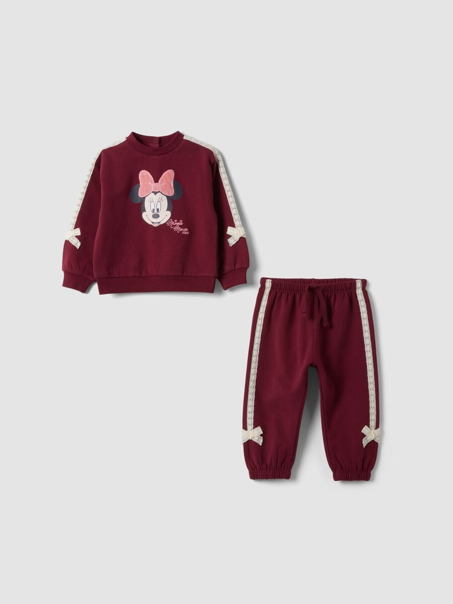 Crveni jogging komplet od rastezljivog organskog pamuka s Minnie printom_0