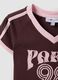 Brown pure cotton V-neck T-shirt with front print_1
