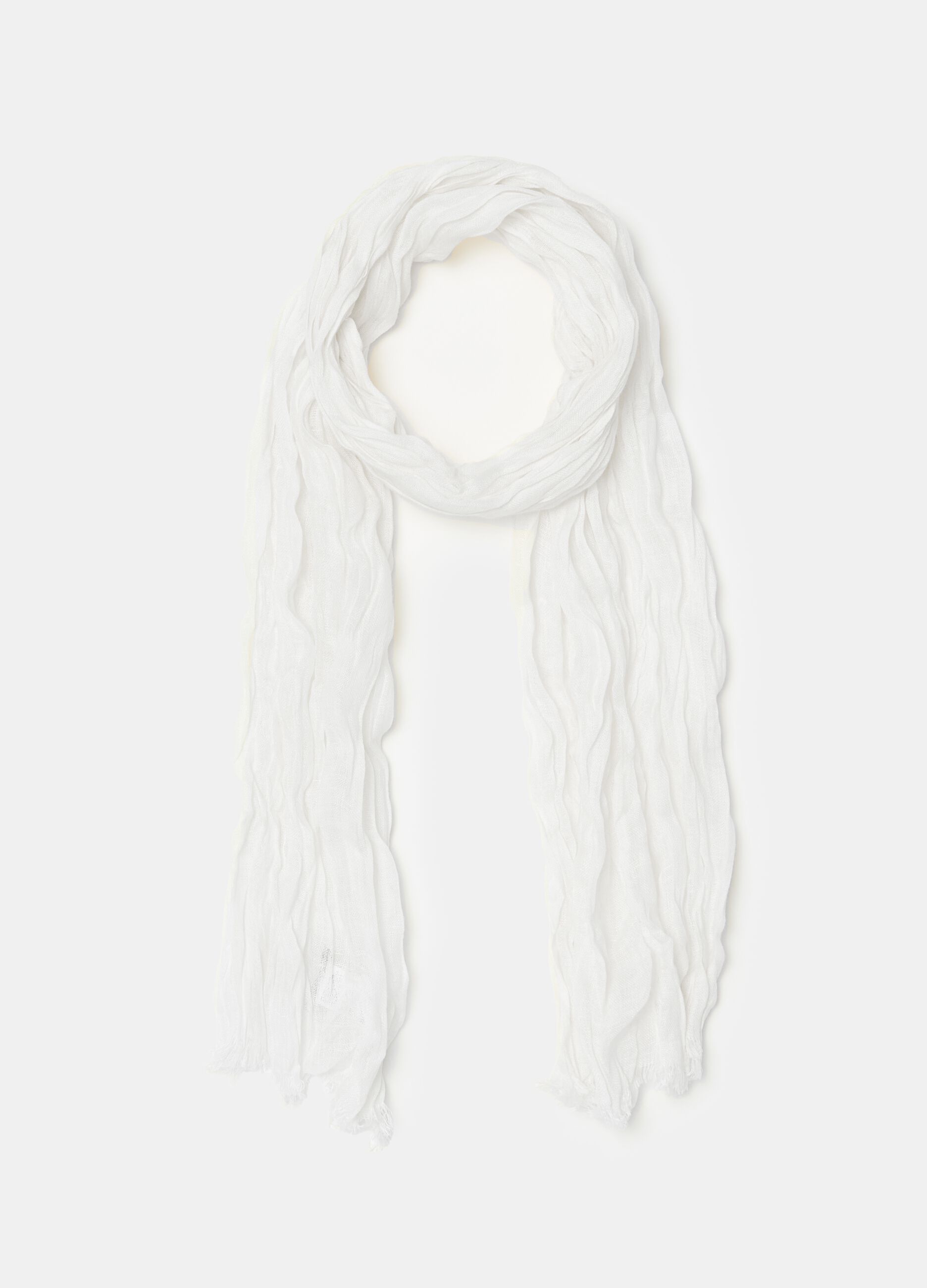 Contemporary fringed scarf in linen