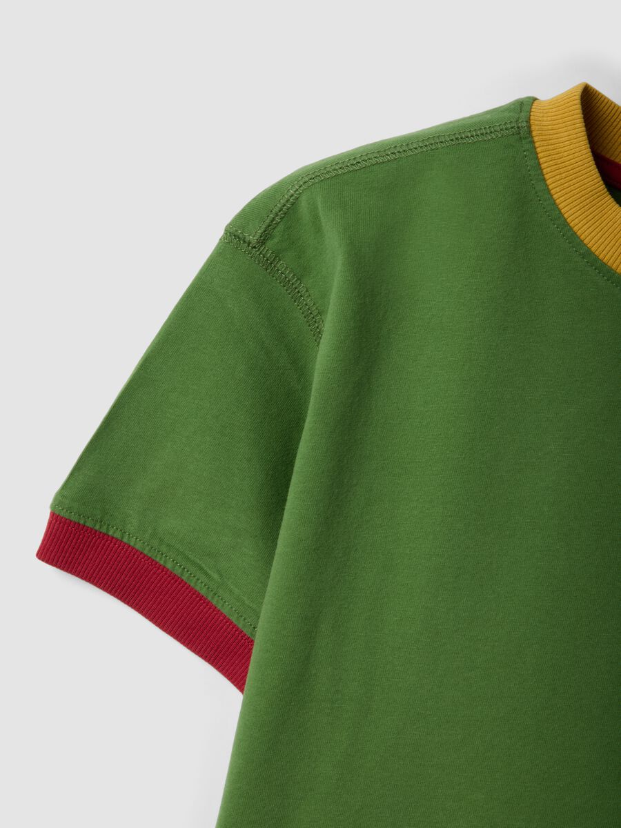 Green short-sleeved pure cotton T-shirt_2