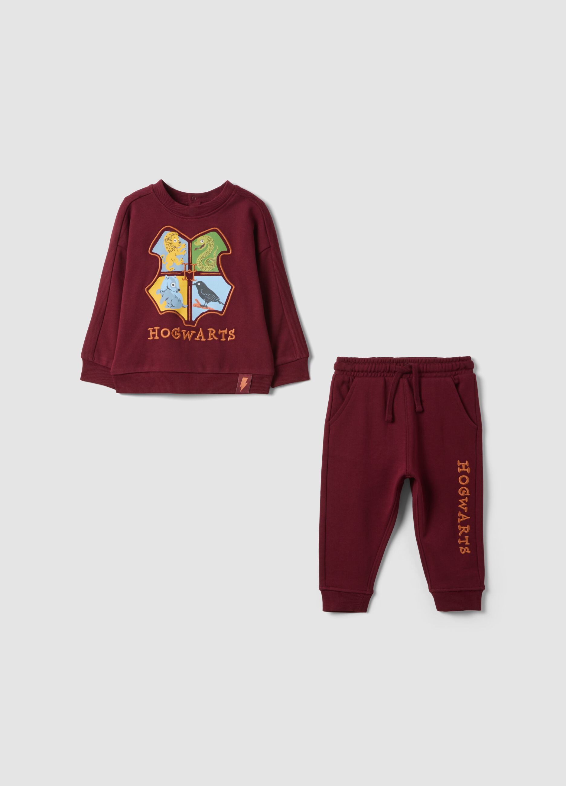 Red pure cotton Hogwarts print set for baby boy