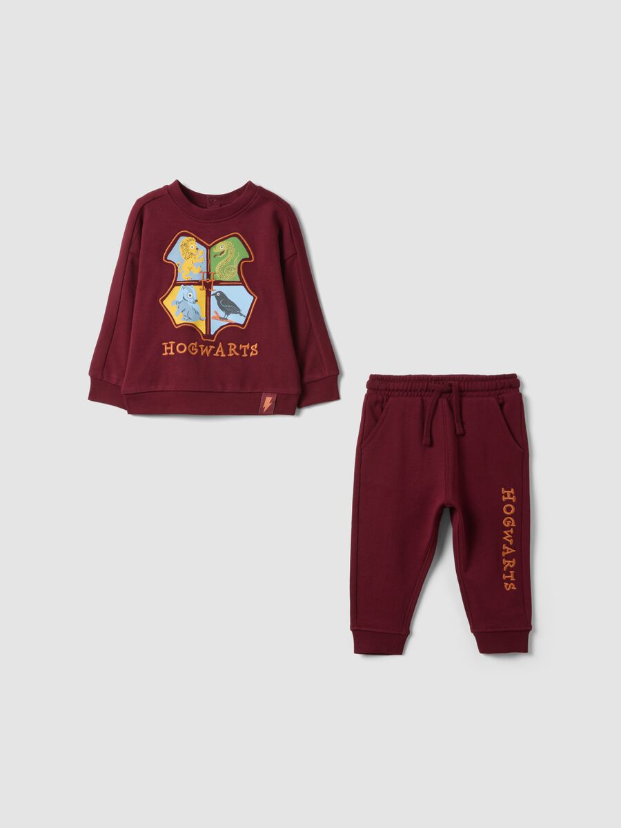 Red pure cotton Hogwarts print set for baby boy_0