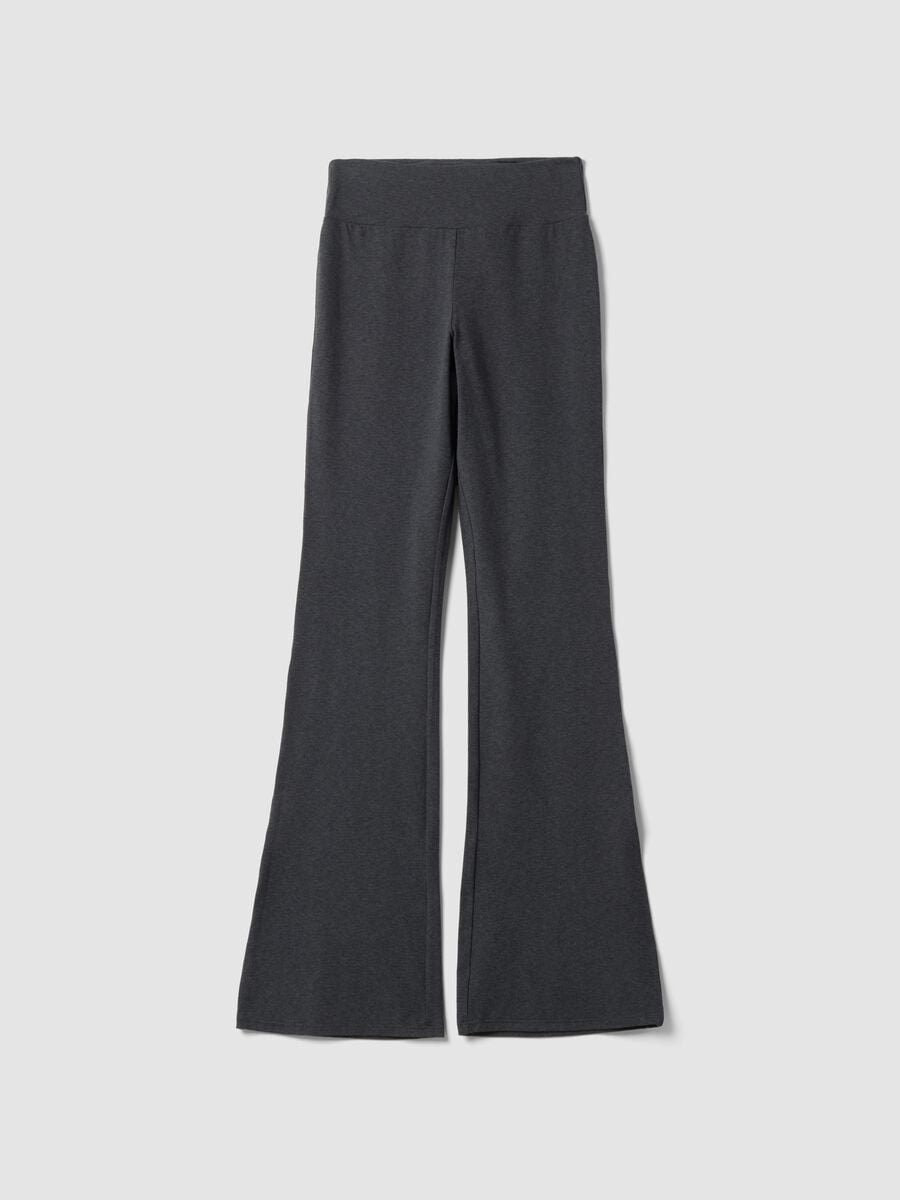 Grey flared leggings in stretch fabric_0