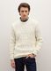 White regular fit jumper with cable pattern_1