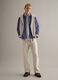 Regular fit blue stretch cotton jacket with collar and buttons_2