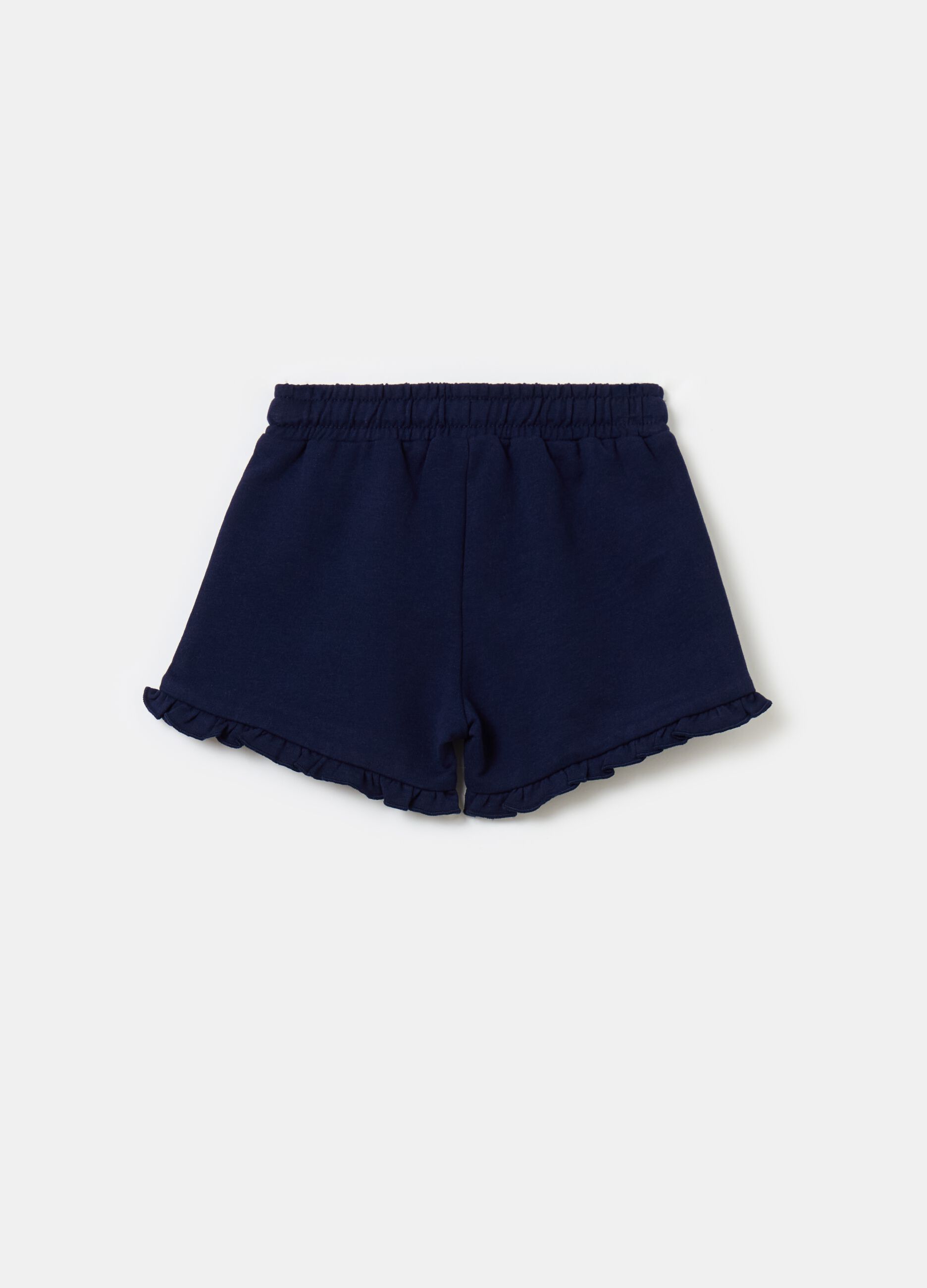 Shorts with drawstring and frills