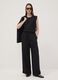 Black sleeveless pleated-texture blouse, regular fit_1