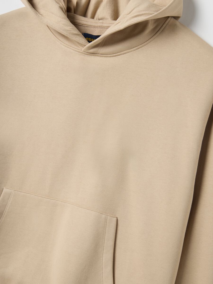 Beige regular fit cotton-blend hoodie_5
