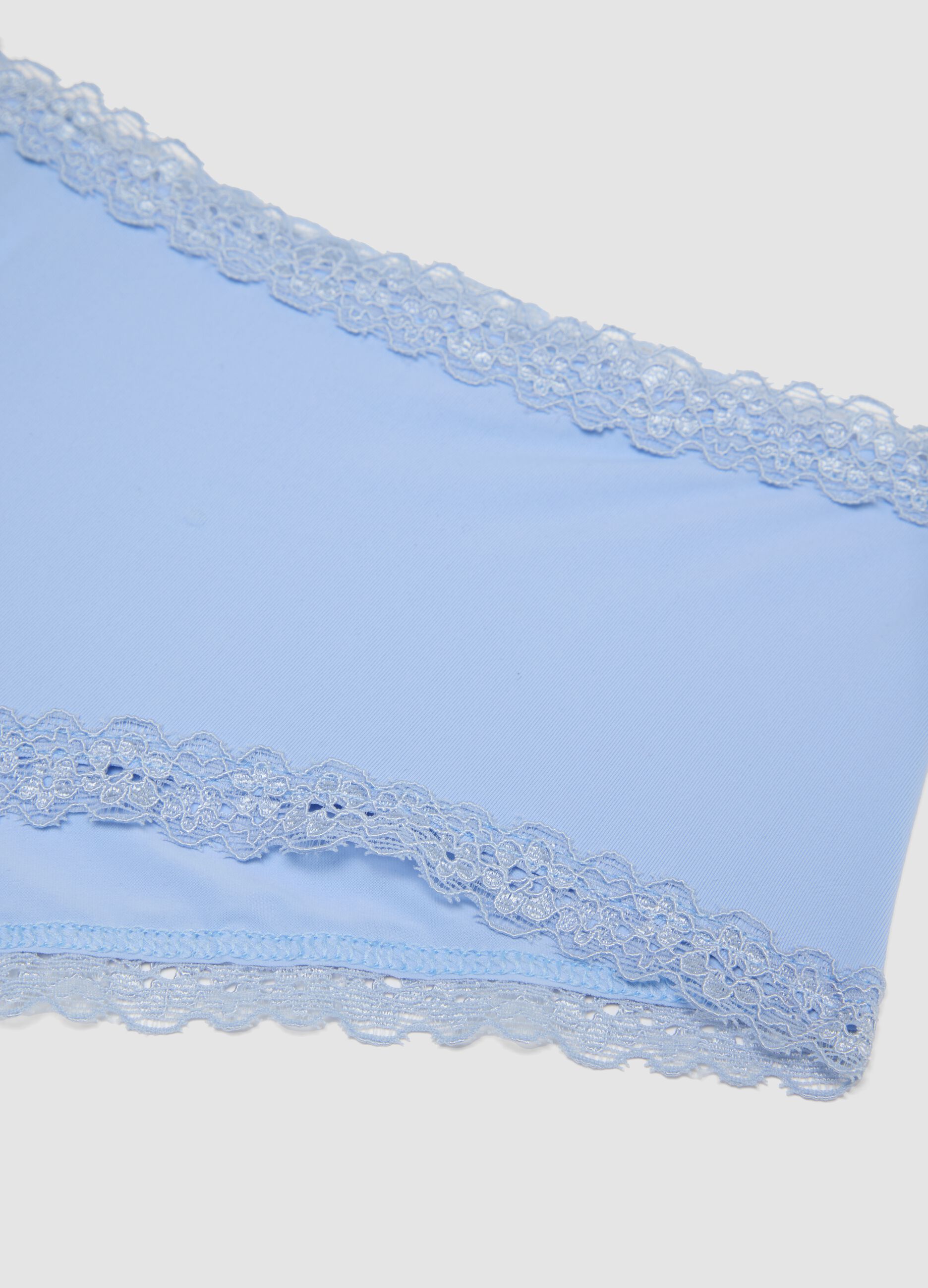 Slip azzurri in tessuto elasticizzato con dettagli in pizzo regular fit