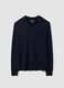 Blue viscose-blend polo with V-neck and collar, regular fit_3