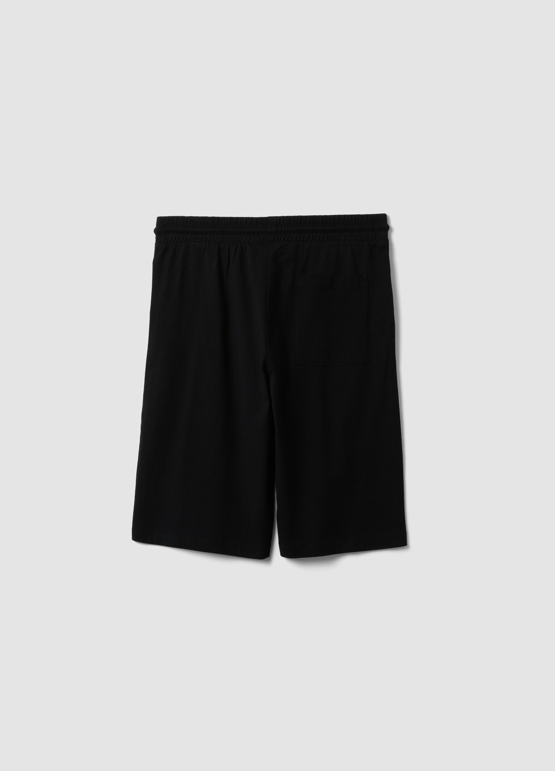 Black organic cotton Bermuda shorts with elasticated waist